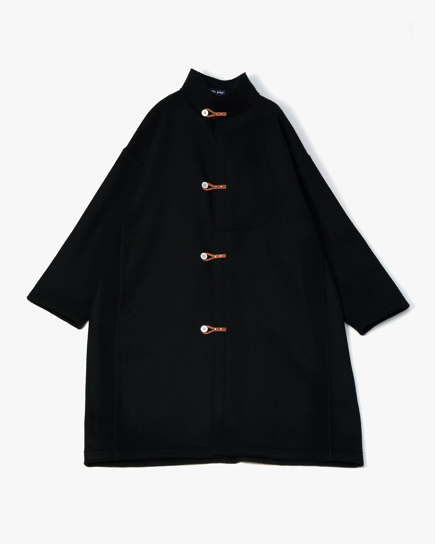 Leather Bit Stand Collar Coat